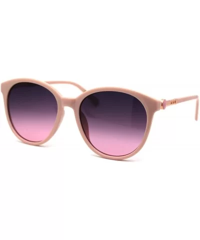 Womens Designer Fashion Round Horn Rim Sunglasses - Peach Black Pink - C7197M2I7UO $16.57 Round