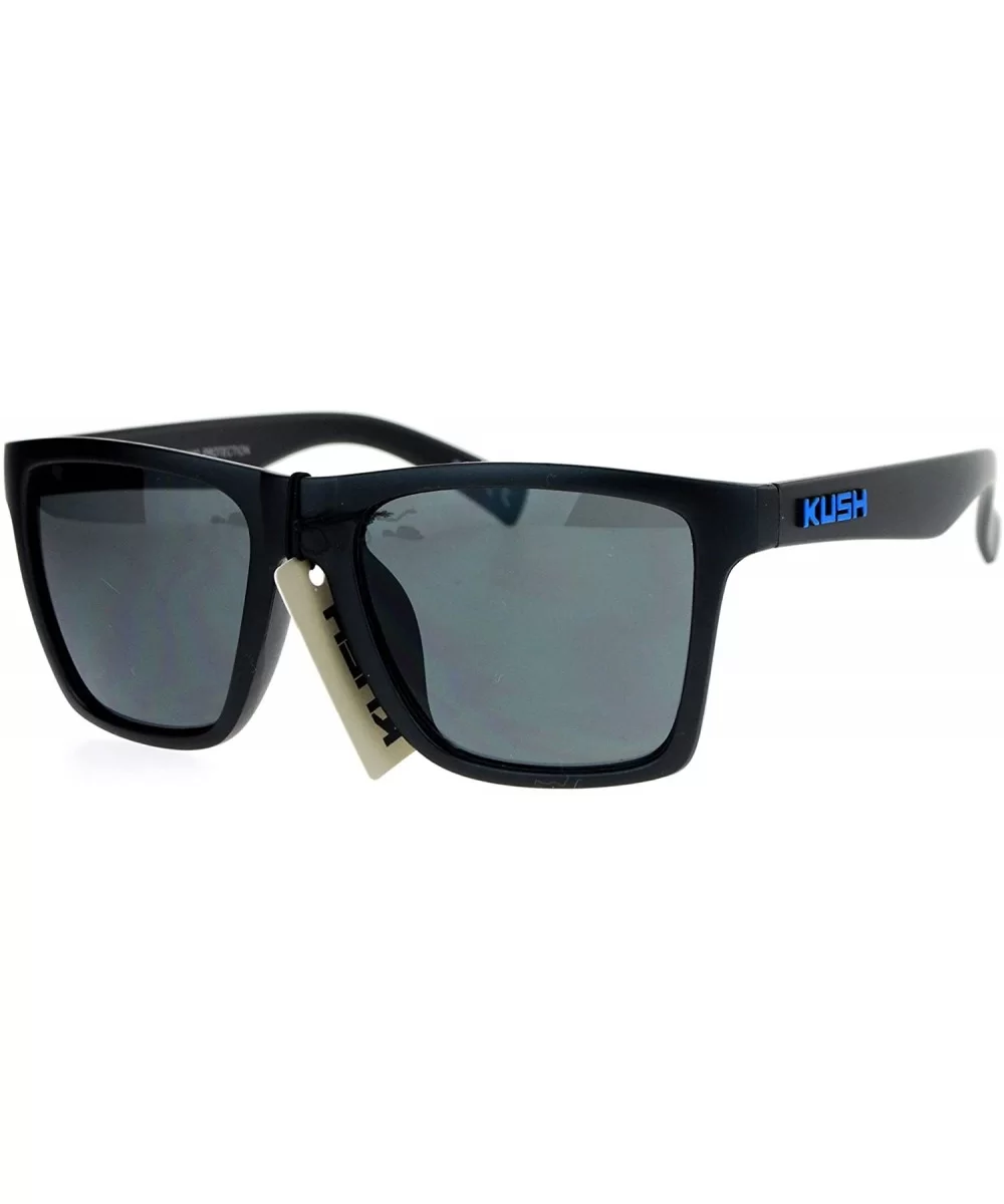 KUSH Sunglasses Simple Classic Square Frame Unisex Shades Matte Black - Matte Black Blue - CX186N9E4EE $13.49 Square