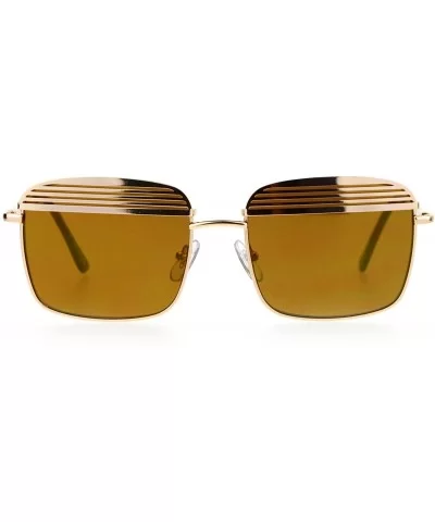 Shutter Half Eye Lid Flat Len Rectangular Mirrored Mirror Sunglasses - All Gold - C812FV980J9 $16.23 Rectangular