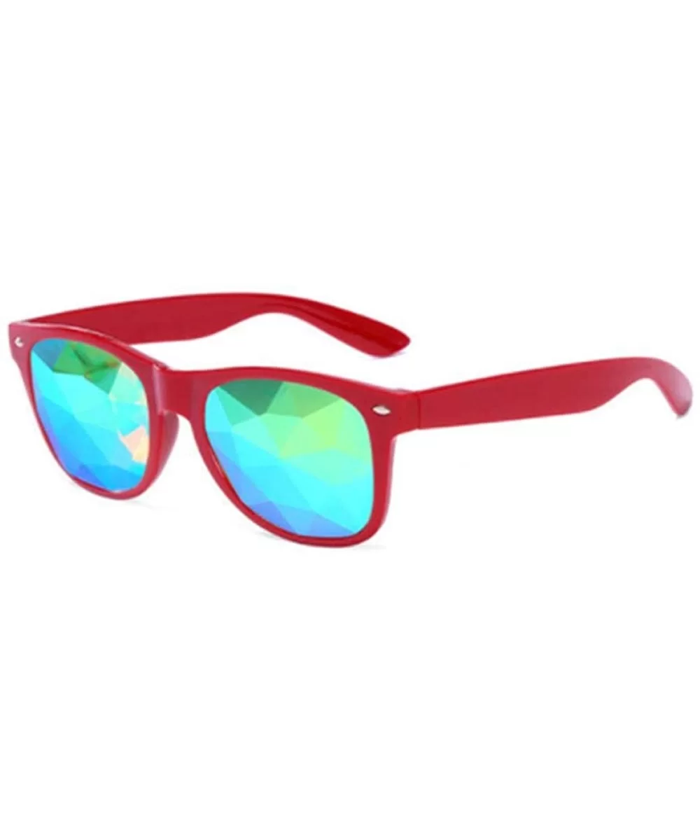 Kaleidoscope Glasses Women Men Retro Diffracted Lens Holographic Red As Picteur - Red - C618YZWAXQ6 $14.02 Aviator