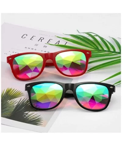 Kaleidoscope Glasses Women Men Retro Diffracted Lens Holographic Red As Picteur - Red - C618YZWAXQ6 $14.02 Aviator