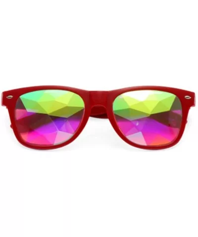 Kaleidoscope Glasses Women Men Retro Diffracted Lens Holographic Red As Picteur - Red - C618YZWAXQ6 $14.02 Aviator