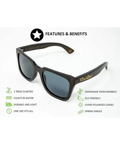 Bamboo Wood Sunglasses Polarized Lenses Handmade Wooden Wayfarer Style Shades That Float! - CC12LJP43E5 $51.77 Rectangular