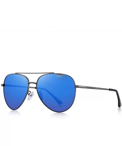 DESIGN Men Classic Pilot Sunglasses Aviation Frame HD Polarized Sun C01 Black - C03 Blue - CV18XGDODQU $25.50 Aviator