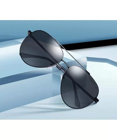 DESIGN Men Classic Pilot Sunglasses Aviation Frame HD Polarized Sun C01 Black - C03 Blue - CV18XGDODQU $25.50 Aviator