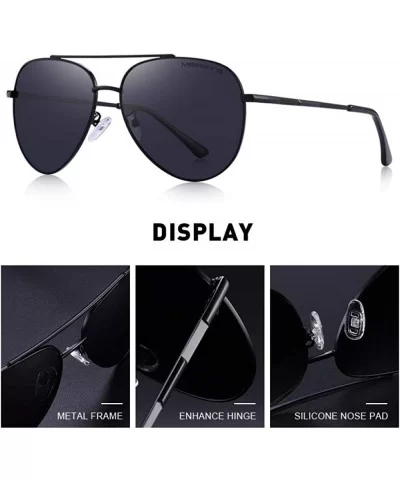 DESIGN Men Classic Pilot Sunglasses Aviation Frame HD Polarized Sun C01 Black - C03 Blue - CV18XGDODQU $25.50 Aviator