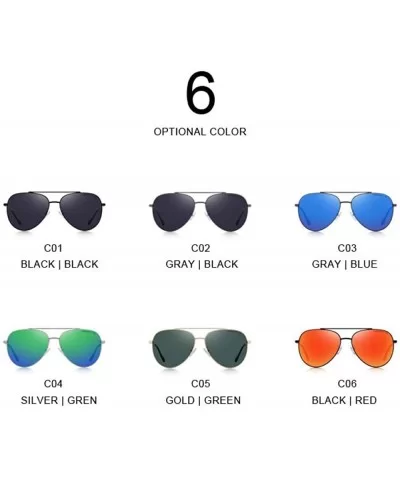 DESIGN Men Classic Pilot Sunglasses Aviation Frame HD Polarized Sun C01 Black - C03 Blue - CV18XGDODQU $25.50 Aviator