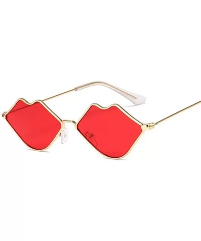 New Fashion Lip Sunglasses Women Luxury Brand Designer Sexy Ladies Red GoldRed - Goldred - CY18Y2NAU6K $11.42 Aviator