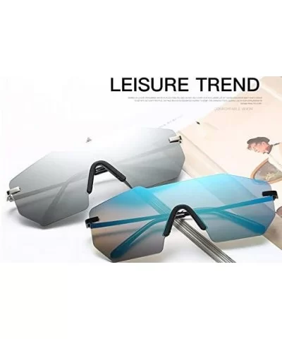 Personality integrated Sunglasses Goggles Rimless HD Lenses UV Protection - Black - CZ18LDIWYSZ $24.29 Goggle