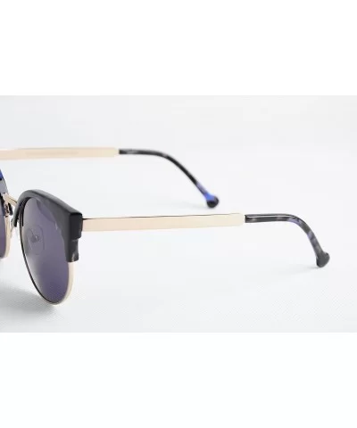 Platinum Vintage Sunglasses Gradient Unique Round Semi Rimless Blue Women - CD12EVEQQF5 $43.94 Rimless