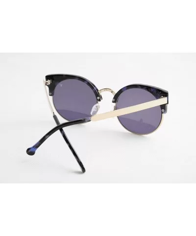 Platinum Vintage Sunglasses Gradient Unique Round Semi Rimless Blue Women - CD12EVEQQF5 $43.94 Rimless