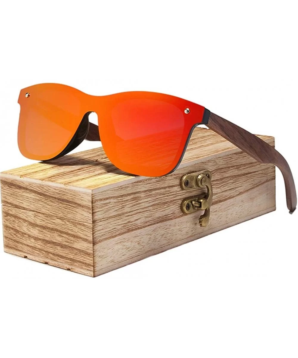 Polarized Walnut Wood Sunglasses Men Women Colorful Sun Glasses Mirror Shades - Red Walnut Wood - CR194O4C9KC $53.21 Semi-rim...