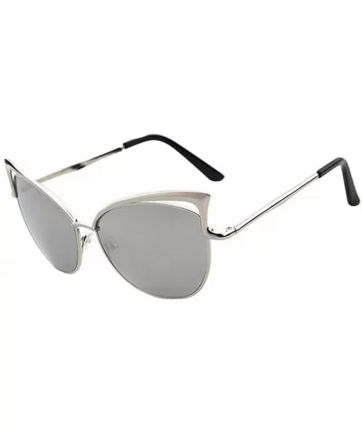 Sunglasses for Women Cat Eye Vintage Sunglasses Retro Oversized Glasses Eyewear - Silver - CD18QMX9A0E $9.10 Oversized