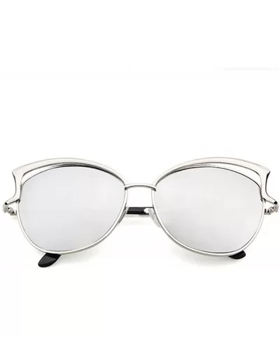 Sunglasses for Women Cat Eye Vintage Sunglasses Retro Oversized Glasses Eyewear - Silver - CD18QMX9A0E $9.10 Oversized