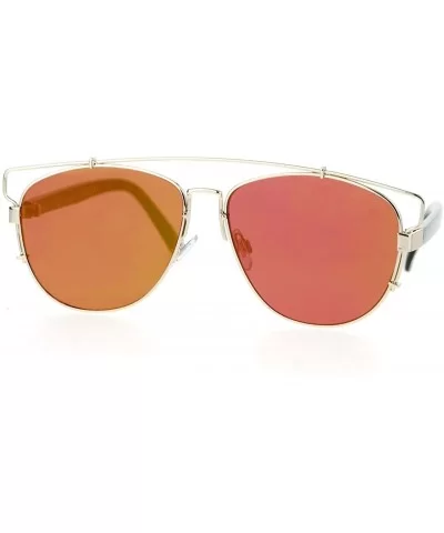 Super Flat Mirror Lens Sunglasses Designer Fashion Wire Top Unisex UV 400 - Gold Tortoise - CE128P48HM7 $17.42 Aviator