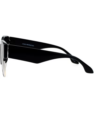 Retro Diva Thick Plastic Half Rim Cat Eye Sunglasses - Black Silver - C912DI9C3A5 $18.14 Cat Eye