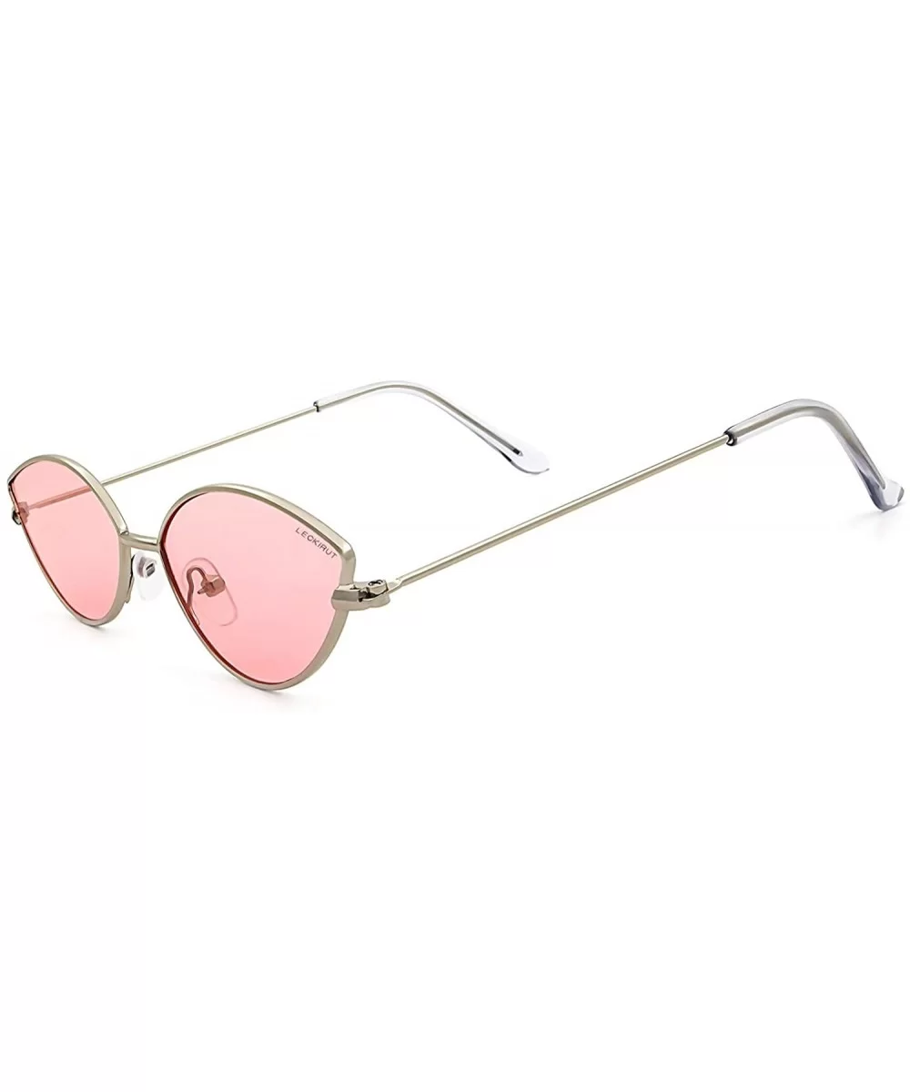 Fashion Cateye Small Metal Frame Sunglasses for Women UV 400 Protection - Silver Frame Pink Lens - CT18REGUNAG $14.10 Square