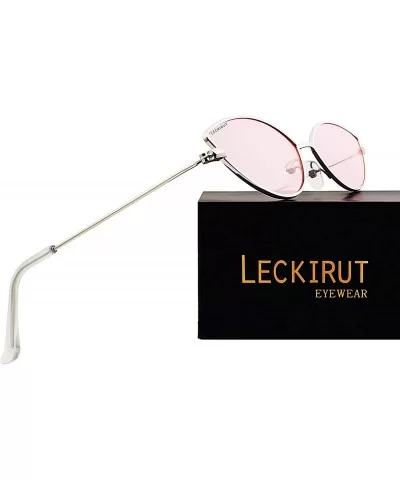 Fashion Cateye Small Metal Frame Sunglasses for Women UV 400 Protection - Silver Frame Pink Lens - CT18REGUNAG $14.10 Square