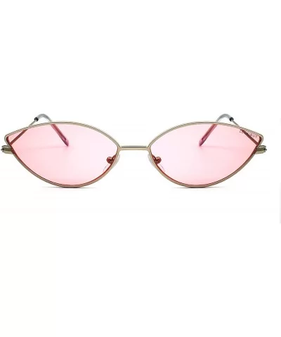 Fashion Cateye Small Metal Frame Sunglasses for Women UV 400 Protection - Silver Frame Pink Lens - CT18REGUNAG $14.10 Square