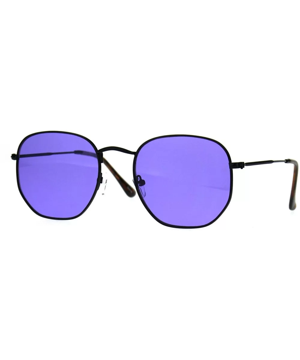 Mens Pimp Color Octagonal Rectangular Metal Rim Sunglasses - Blue Purple - CZ187AZ0LUK $16.75 Rectangular