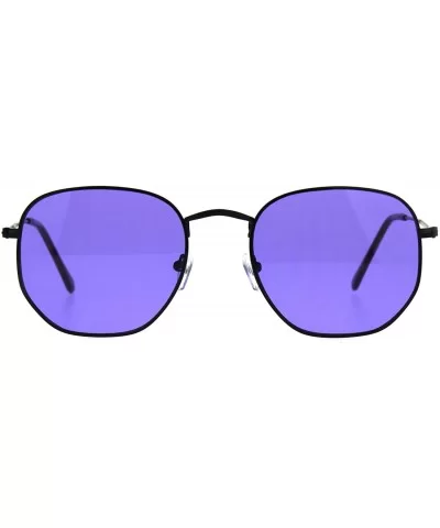 Mens Pimp Color Octagonal Rectangular Metal Rim Sunglasses - Blue Purple - CZ187AZ0LUK $16.75 Rectangular