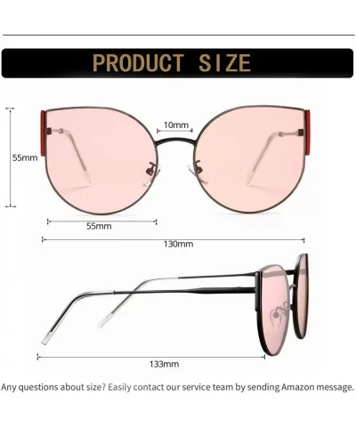 Cat Eye Sunglasses for Women Metal Frame UV400 - Black-red/Pink - CJ18S7ISSGQ $18.08 Sport