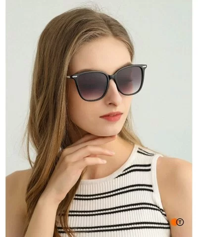 Stylish Oversized Sunglasses for Women Men Classic Frame with UV400 Protection Sun Glasses - All Black - CL18X6IHCWI $21.02 O...