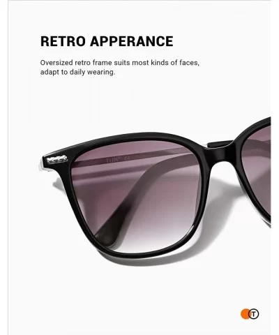 Stylish Oversized Sunglasses for Women Men Classic Frame with UV400 Protection Sun Glasses - All Black - CL18X6IHCWI $21.02 O...