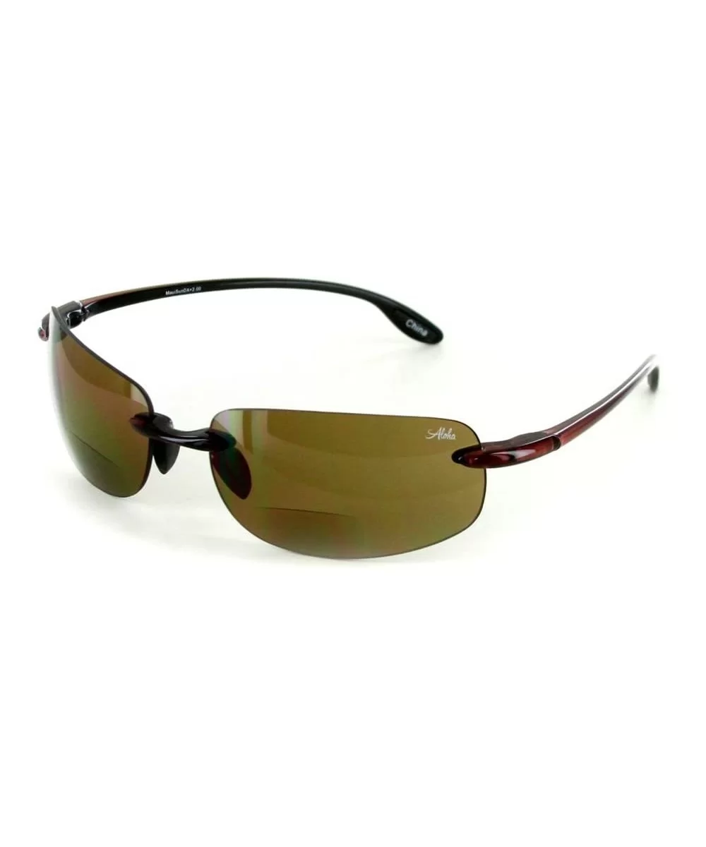 "Oahu Sun Deluxe" Wrap-Around Rimless Bifocal Sunglasses (Tortoise w/Amber +2.00) - CI11MS1BPA9 $45.73 Rimless