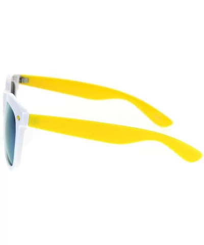 Hipster 2 Tone Oversize Horn Rim Colored Mirror Sunglasses - White Yellow Yellow Mirror - C418RNCNZUR $13.98 Rectangular