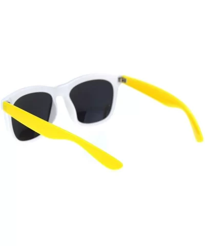 Hipster 2 Tone Oversize Horn Rim Colored Mirror Sunglasses - White Yellow Yellow Mirror - C418RNCNZUR $13.98 Rectangular