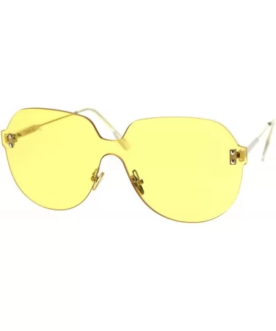 Retro Oversize Rimless Shield Minimal Panel Sunglasses - Yellow - CJ18T63YIYK $18.86 Rimless