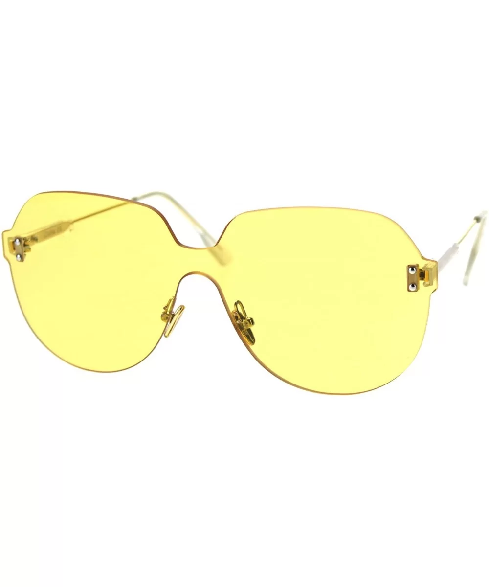 Retro Oversize Rimless Shield Minimal Panel Sunglasses - Yellow - CJ18T63YIYK $18.86 Rimless