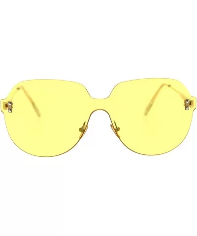 Retro Oversize Rimless Shield Minimal Panel Sunglasses - Yellow - CJ18T63YIYK $18.86 Rimless