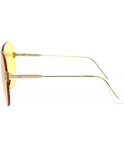 Retro Oversize Rimless Shield Minimal Panel Sunglasses - Yellow - CJ18T63YIYK $18.86 Rimless