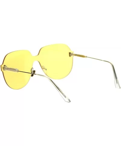 Retro Oversize Rimless Shield Minimal Panel Sunglasses - Yellow - CJ18T63YIYK $18.86 Rimless