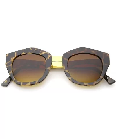 Women's Geometric Metal Bridge And Temple Square Lens Cat Eye Sunglasses 46mm - Tortoise / Amber - CG12JP6FJWP $13.71 Cat Eye