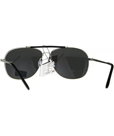 Air Force Sunglasses Vintage Square Aviator Metal Frame UV 400 - Silver (Black) - CJ188U0Q5TO $14.45 Square