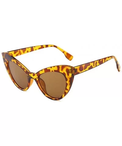 Women Cat Eye Shape Large Frame Fashion Sunglasses All Matching Glasses - C6 Leopard Frame Tea Lens - CS18WTGHK3L $13.09 Cat Eye