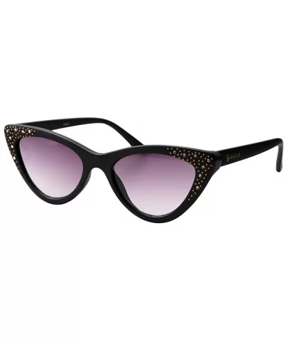 Womens Bling Rhinestones Rivets Cat Eye Anti-Blue Light Reading Glasses - Black Frame/Gray Lenses - CU18XTTAU5Q $16.99 Cat Eye