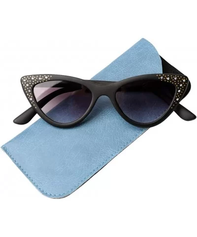 Womens Bling Rhinestones Rivets Cat Eye Anti-Blue Light Reading Glasses - Black Frame/Gray Lenses - CU18XTTAU5Q $16.99 Cat Eye