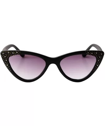 Womens Bling Rhinestones Rivets Cat Eye Anti-Blue Light Reading Glasses - Black Frame/Gray Lenses - CU18XTTAU5Q $16.99 Cat Eye