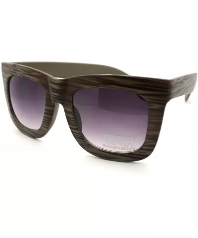 Unisex Super Bold Thick Matte Frame Sunglasses Oversize Fashion Shades - Wood Brown - CK11IRMDJ53 $12.86 Oversized