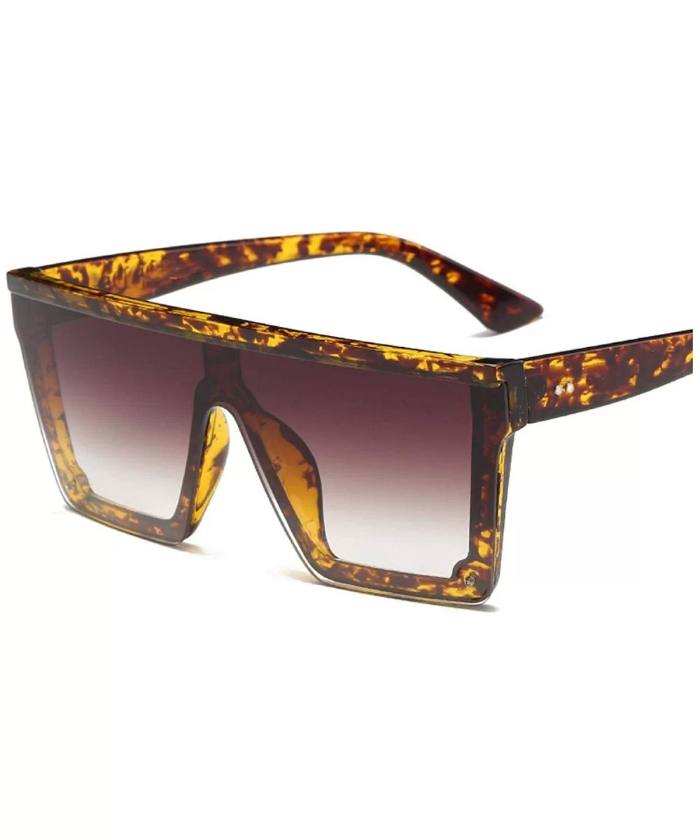 Male Flat Top Sunglasses Men Brand Square Shades UV400 Gradient Sun Glasses Cool One Piece Designer - Leopard - CC198ZWIEO0 $...