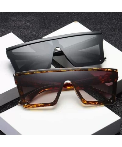 Male Flat Top Sunglasses Men Brand Square Shades UV400 Gradient Sun Glasses Cool One Piece Designer - Leopard - CC198ZWIEO0 $...