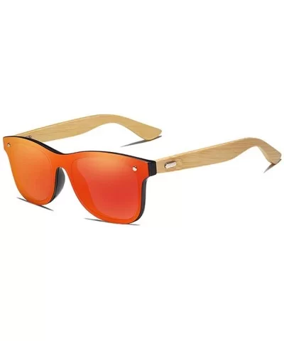 Genuine polarized sunglasses handmade square men fashion Full Lens UV400 Bamboo - Red - CM18ZY0TGE9 $37.58 Rectangular