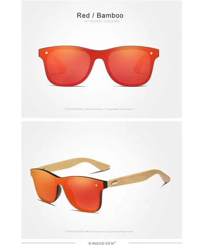 Genuine polarized sunglasses handmade square men fashion Full Lens UV400 Bamboo - Red - CM18ZY0TGE9 $37.58 Rectangular