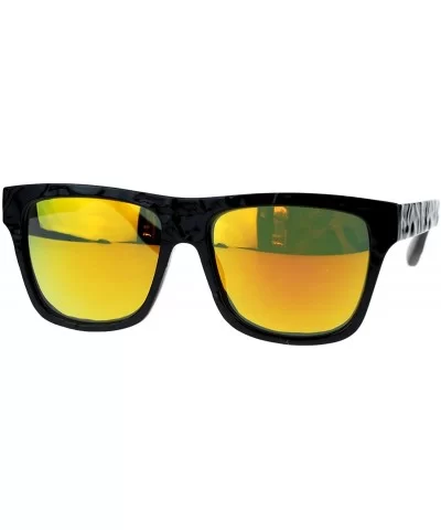 SA106¨ Unique Stone Slab Texture Mirrored Lens Oversize Horned Sunglasses - Orange Revo - CA11ZFVMFE5 $13.74 Wayfarer