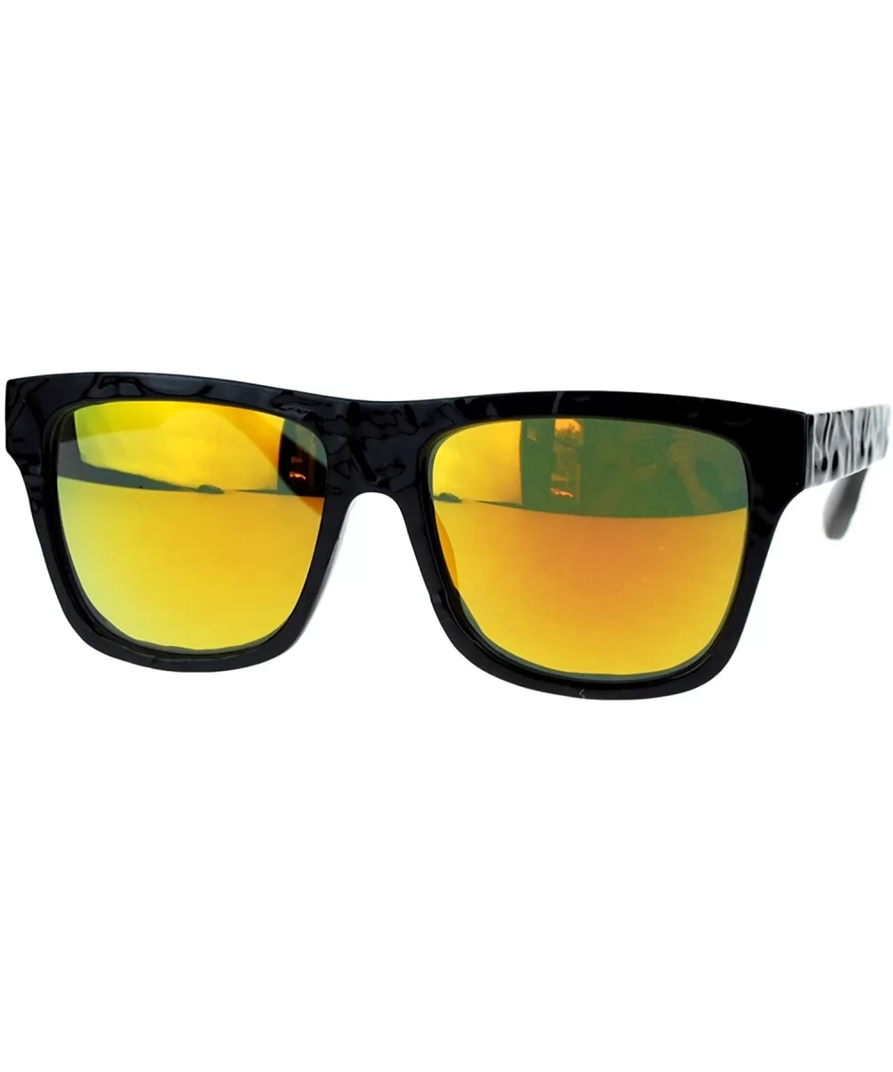 SA106¨ Unique Stone Slab Texture Mirrored Lens Oversize Horned Sunglasses - Orange Revo - CA11ZFVMFE5 $13.74 Wayfarer