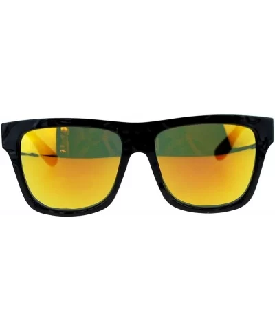 SA106¨ Unique Stone Slab Texture Mirrored Lens Oversize Horned Sunglasses - Orange Revo - CA11ZFVMFE5 $13.74 Wayfarer